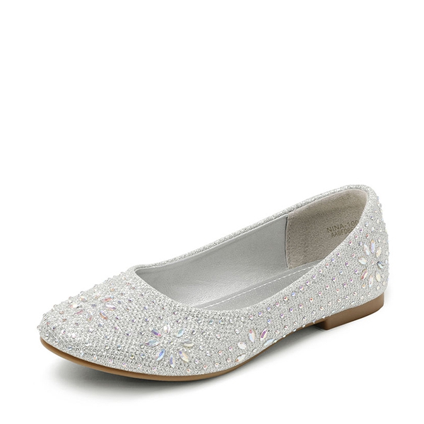 Girl's Comfortable Ballerina Flats - SILVER GLITTER -  0